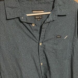 RVCA Men's Cotton Blue Button Down Shirt